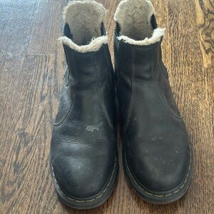 Dr. Martens Black Leather Ankle Boots with Shearling Lining